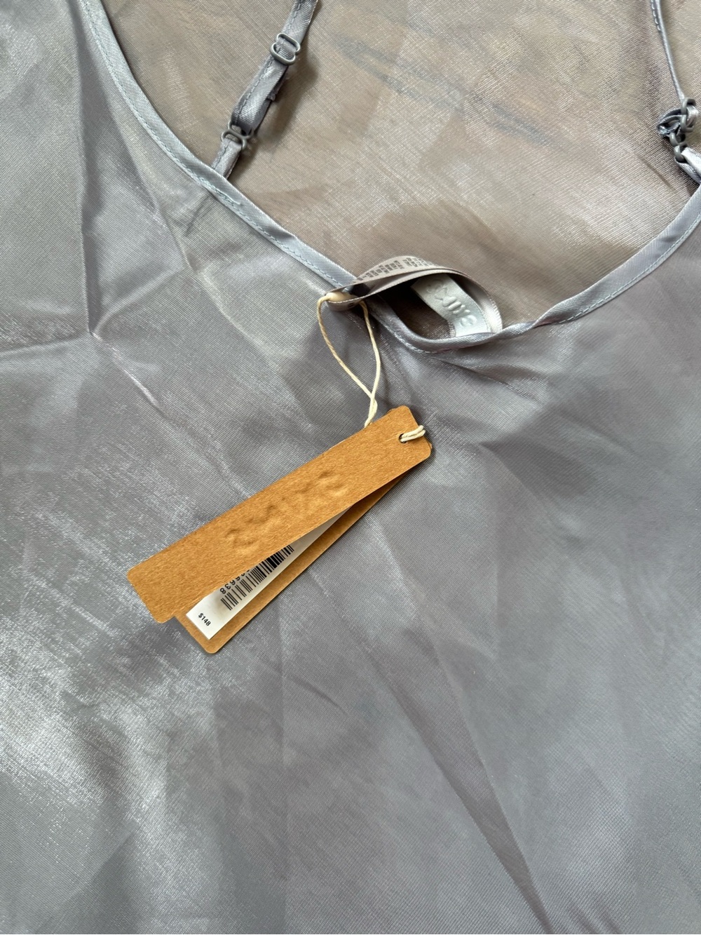 SKIMS Sheer Silver Slip Dress with Spaghetti Straps - Picture 3 of 8